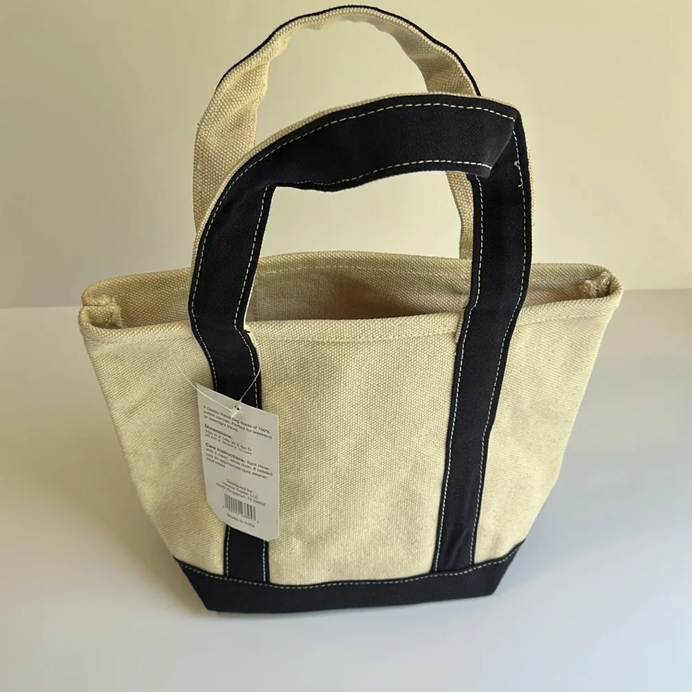 Stylish Black and Cream Tote Bag EUC